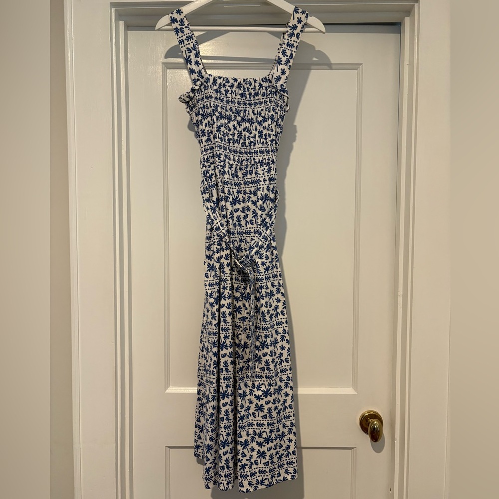 Minkpink Blue and White Floral Women Maxi Dress with belt